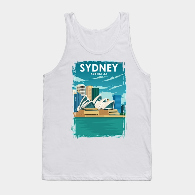 Sydney Australia Vintage Minimal Oprah House Travel Poster Tank Top by jornvanhezik